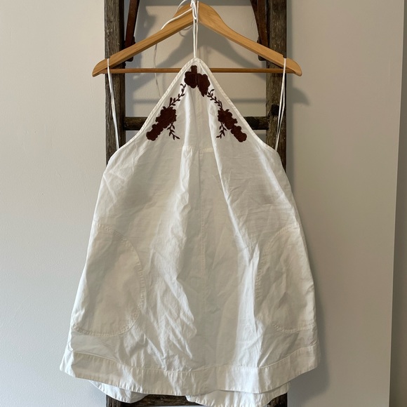 Free People White/Brown Embroidered Sleeveless Top - Picture 1 of 7